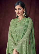 Load image into Gallery viewer, Light Green and Gold Embroidered Jacket Style Lehenga fashionandstylish.myshopify.com
