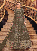 Load image into Gallery viewer, Light Grey and Gold Heavy Embroidered Anarkali fashionandstylish.myshopify.com
