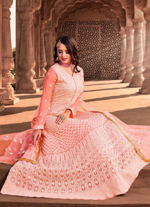 Light Peach Heavy Embroidered Gown Style Anarkali fashionandstylish.myshopify.com