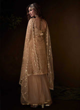 Load image into Gallery viewer, Light Peach Sequins Work Embroidered Gharara Style Suit fashionandstylish.myshopify.com

