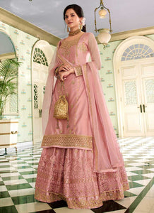 Light Pink Colored Heavy Embroidered Lehenga/ Pant Style Suit fashionandstylish.myshopify.com