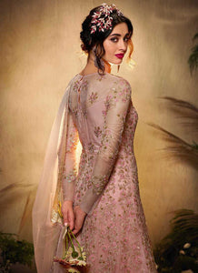 Light Pink Floral Embroidered Gown Style Anarkali Suit fashionandstylish.myshopify.com