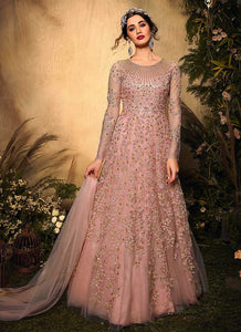 Light Pink Floral Embroidered Gown Style Anarkali Suit fashionandstylish.myshopify.com