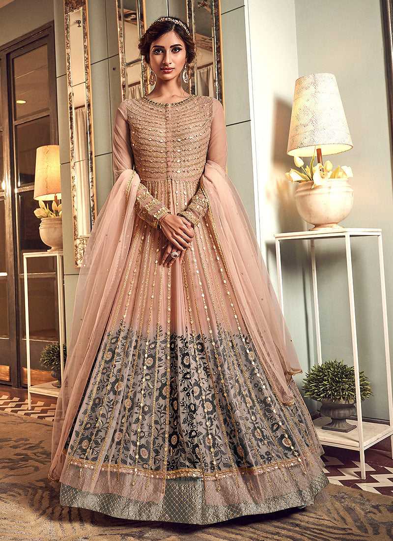 Light Pink Heavy Embroidered Gown Style Anarkali Suit fashionandstylish.myshopify.com