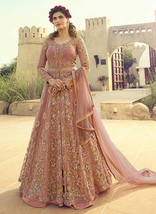 Light Pink Heavy Embroidered Lehenga/Pant Style Anarkali fashionandstylish.myshopify.com