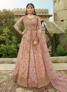 Light Pink Heavy Embroidered Lehenga Style Anarkali fashionandstylish.myshopify.com