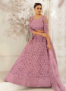 Light Pink Heavy Net Embroidered Kalidar Lehenga Choli fashionandstylish.myshopify.com
