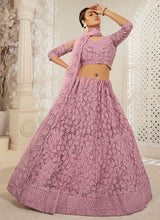 Load image into Gallery viewer, Light Pink Heavy Net Embroidered Kalidar Lehenga Choli fashionandstylish.myshopify.com
