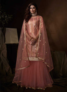 Light Pink Sequins Work Embroidered Gharara Style Suit fashionandstylish.myshopify.com