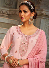 Load image into Gallery viewer, Light Pink Stylish Embroidered Palazzo Style Suit fashionandstylish.myshopify.com
