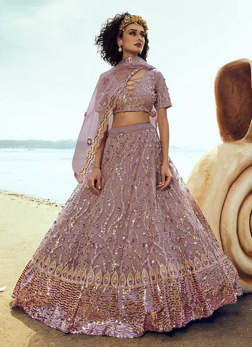 Light Purple Sequins Embroidered Stylish Lehenga Choli fashionandstylish.myshopify.com