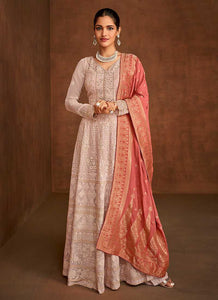 Light Purple and Peach Lucknowi Embroidered Sharara Suit fashionandstylish.myshopify.com