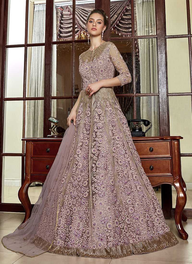 Lilac Heavy Embroidered Lehenga/ Pant Style Anarkali fashionandstylish.myshopify.com