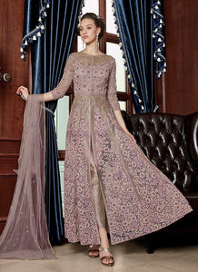 Lilac Heavy Embroidered Lehenga/ Pant Style Anarkali fashionandstylish.myshopify.com