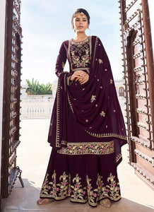 Lilac Heavy Embroidered Sharara Style Suit fashionandstylish.myshopify.com