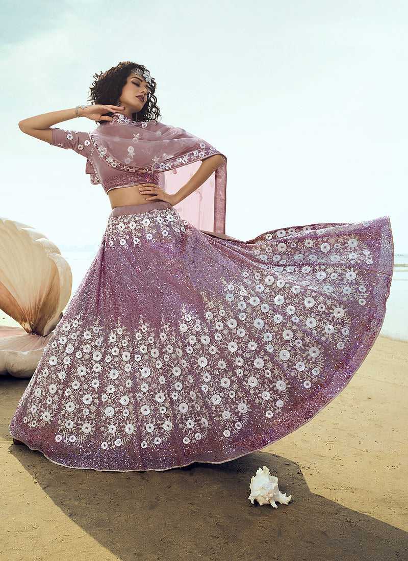 Lilac Purple Sequins Embroidered Stylish Lehenga Choli fashionandstylish.myshopify.com