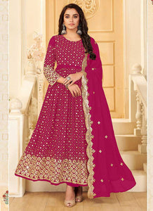 Magenta And Gold Mirror Embroidered Kalidar Gown Style Anarkali fashionandstylish.myshopify.com