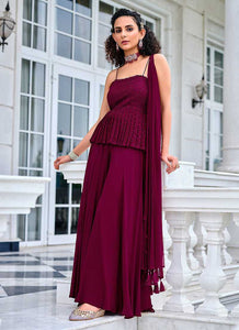 Magenta Embroidered Stylish Sharara Style Suit fashionandstylish.myshopify.com