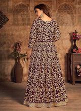 Load image into Gallery viewer, Magenta Heavy Embroidered Designer Velvet Anarkali Suit fashionandstylish.myshopify.com
