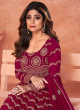 Load image into Gallery viewer, Magenta Heavy Embroidered Kalidar Anarkali fashionandstylish.myshopify.com
