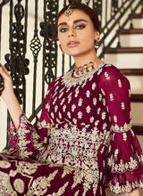 Load image into Gallery viewer, Magenta Pink Heavy Embroidered Sharara Style Suit fashionandstylish.myshopify.com
