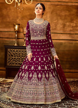 Load image into Gallery viewer, Magenta and Gold Heavy Embroidered Anarkali Suit
