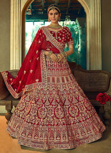 Maroon And Gold Heavy Embroidered Velvet Lehenga Choli fashionandstylish.myshopify.com