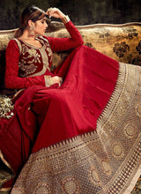 Load image into Gallery viewer, Maroon Embroidered Kalidar Anarkali Style Suit fashionandstylish.myshopify.com
