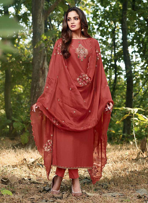 Maroon Embroidered Straight Pant Style Suit fashionandstylish.myshopify.com