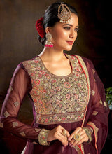 Load image into Gallery viewer, Maroon Floral Embroidered Stylish Kalidar Anarkali fashionandstylish.myshopify.com
