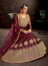 Load image into Gallery viewer, Maroon Floral Embroidered Stylish Kalidar Anarkali fashionandstylish.myshopify.com
