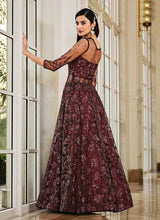 Load image into Gallery viewer, Maroon Floral Embroidered Stylish Lehenga/ Pant Style Anarkali fashionandstylish.myshopify.com
