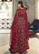 Load image into Gallery viewer, Maroon Floral Heavy Embroidered Gown Style Anarkali
