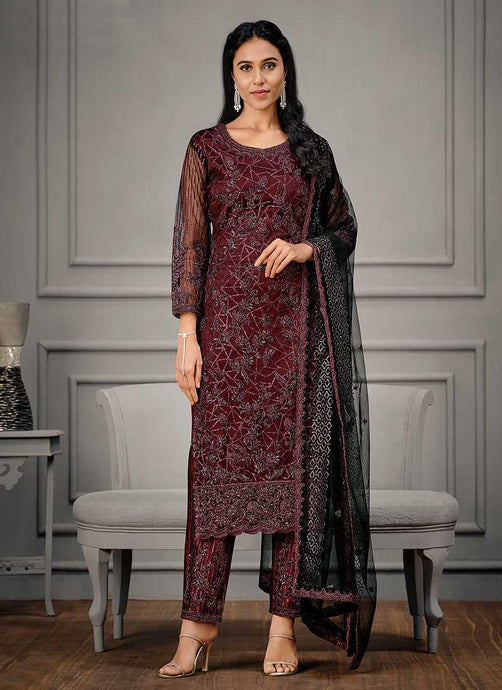 Maroon Heavy Embroidered Designer Stylish Pant Suit fashionandstylish.myshopify.com