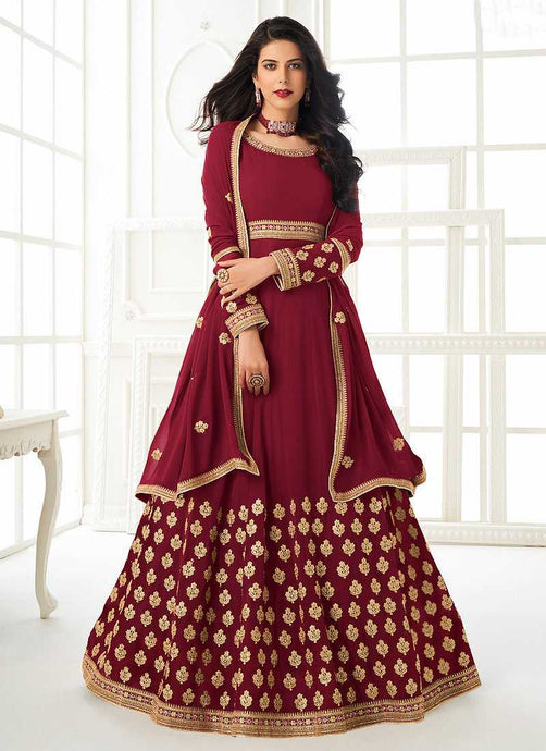 Maroon Heavy Embroidered Gown Style Anarkali fashionandstylish.myshopify.com