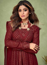 Load image into Gallery viewer, Maroon Heavy Embroidered Kalidar Anarkali Suit fashionandstylish.myshopify.com
