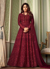 Load image into Gallery viewer, Maroon Heavy Embroidered Kalidar Anarkali Suit fashionandstylish.myshopify.com
