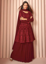 Load image into Gallery viewer, Maroon Heavy Embroidered Stylish Sharara Suit fashionandstylish.myshopify.com
