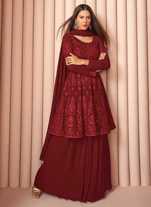 Maroon Heavy Embroidered Stylish Sharara Suit fashionandstylish.myshopify.com