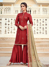 Load image into Gallery viewer, Maroon Silk Work Embroidered Gharara Style Suit fashionandstylish.myshopify.com
