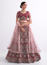 Load image into Gallery viewer, Maroon and Gold Embroidered Heavy Designer Lehenga
