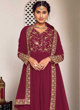 Load image into Gallery viewer, Maroon and Gold Heavy Embroidered Sharara Suit fashionandstylish.myshopify.com
