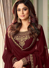 Load image into Gallery viewer, Maroon and Purple Embroidered Sharara Style Suit fashionandstylish.myshopify.com
