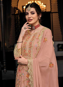 Mauve Floral Embroidered Palazzo Style Suit fashionandstylish.myshopify.com