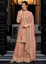 Load image into Gallery viewer, Mauve Floral Embroidered Palazzo Style Suit fashionandstylish.myshopify.com

