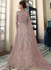 Mauve Floral Heavy Embroidered Gown Style Anarkali