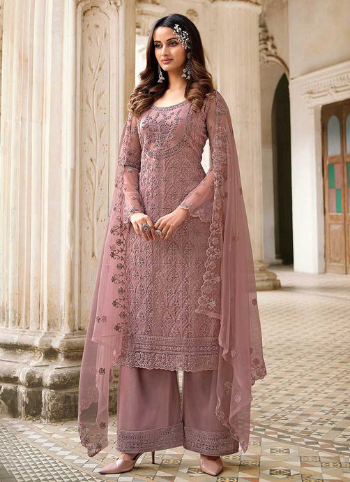 Mauve Heavy Embroidered Stylish Palazzo Suit fashionandstylish.myshopify.com