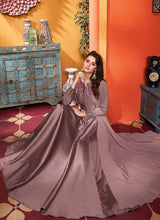 Load image into Gallery viewer, Mauve Pink Embroidered Art Silk Gown fashionandstylish.myshopify.com
