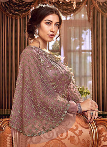 Mauve and Gold Heavy Embroidered Anarkali fashionandstylish.myshopify.com