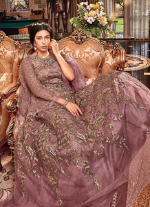 Mauve and Gold Heavy Embroidered Anarkali fashionandstylish.myshopify.com